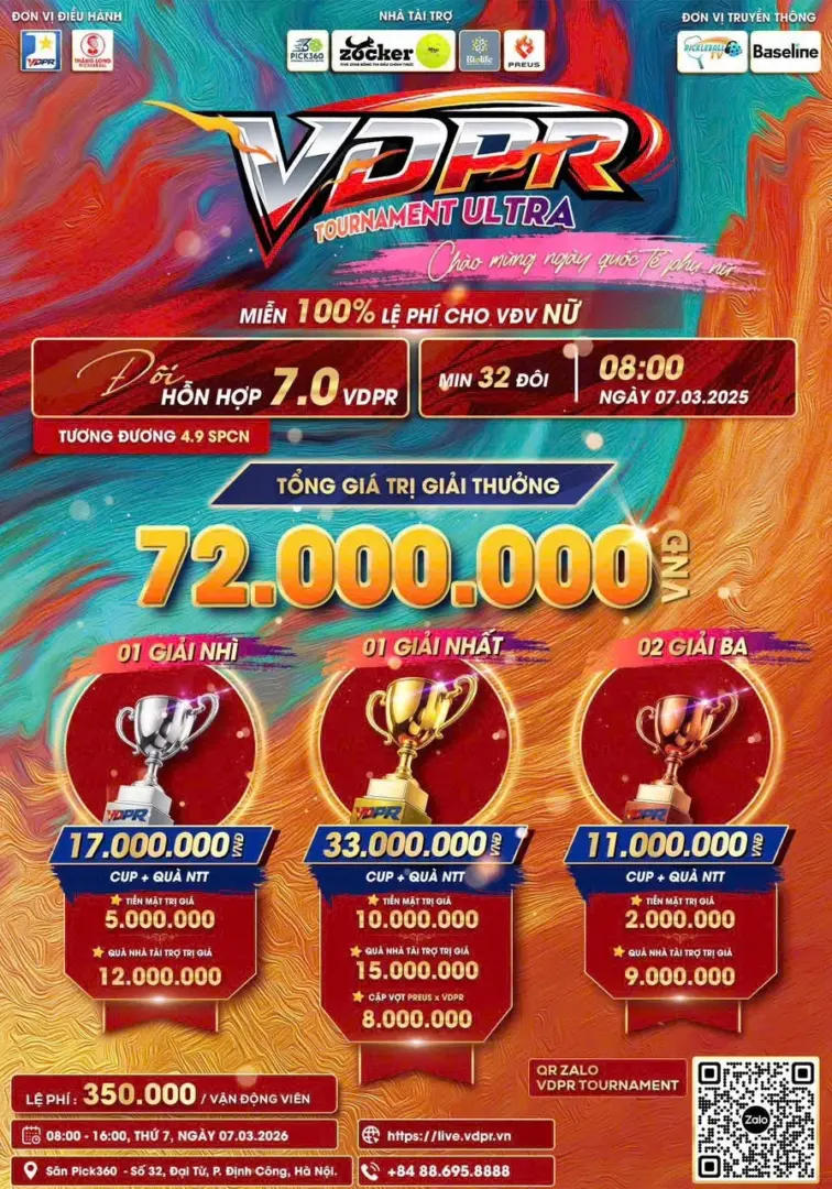 Preus tham gia tài trợ giải Pickleball VDPR – Lan tỏa tinh thần thể thao và bản sắc Việt